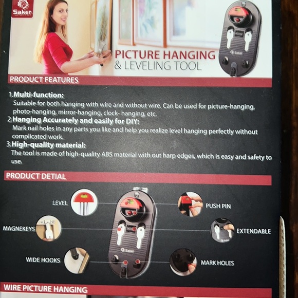 Saker Picture Hanging & Leveling Tool. NWT - Picture 6 of 7